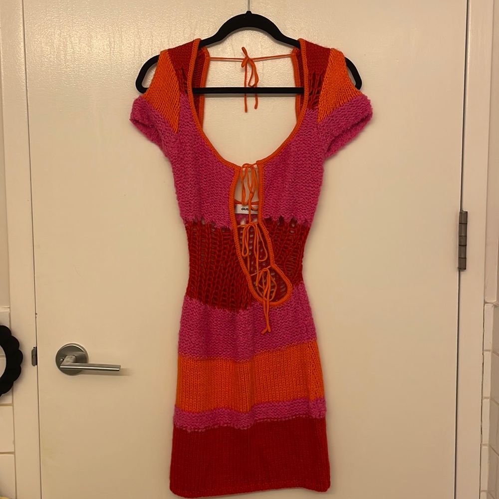 Danielle Guizio Multi-Knit Cut-Out Tie Dress